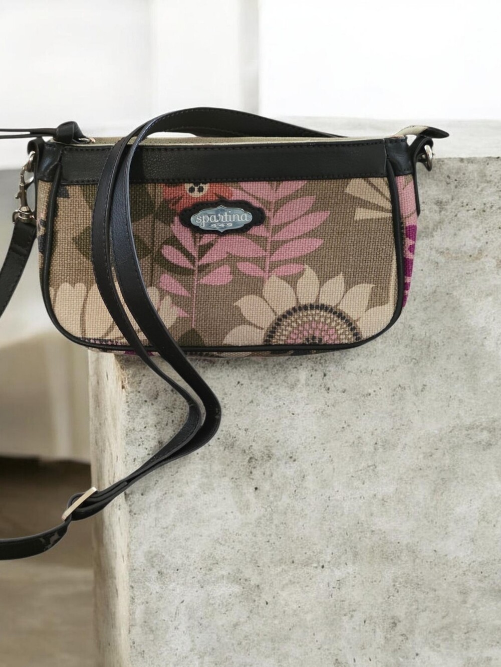 Spartina 449 Linen & Leather Crossbody Bag, Floral Print